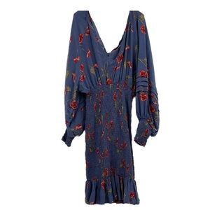 Astr Blue Floral V-Neck Dress | Short Length